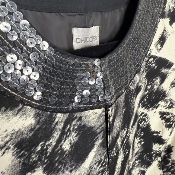 Chico's Womens Black and White Sequin Geisha Jacket Size 0 (Small) - Picture 4 of 6